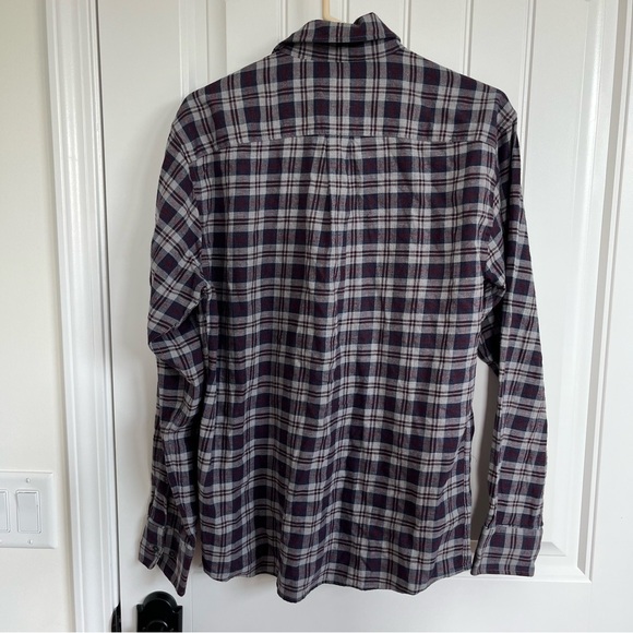 Peter Millar Mens Maroon Blue Plaid light Flannel Long Sleeve Button Down medium - Picture 3 of 5